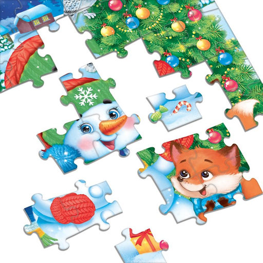 Цена за 2 шт. Пазл детский «Снеговик и лисёнок», 54 элемента