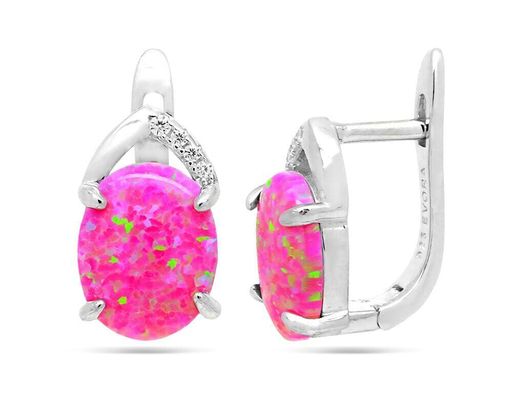 Серьги из серебра опал фиолетовый, МОВ0307