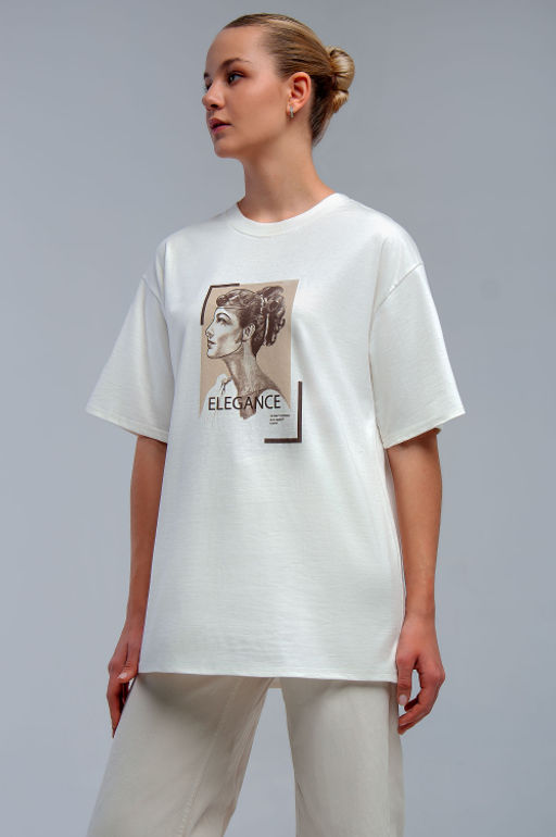 Арт. 31125 Футболка женская оверсайз 44-52 (5 шт) Цвет:молочный - Калинка фото 3