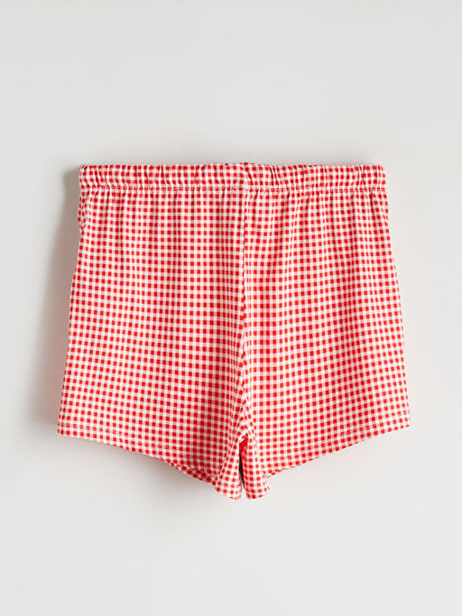 Beli Lastikli Ekose Kad?n ?ort Pijama Alt?