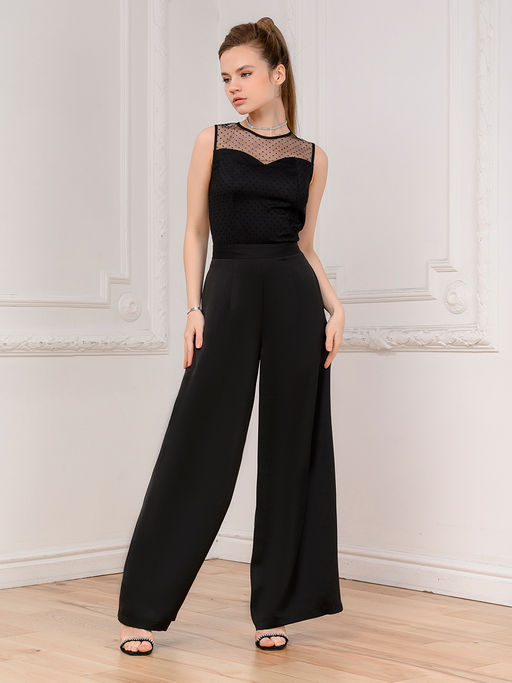 Комбинезон черный без рукавов с фатиновой вставкой - 1001dress фото 2
