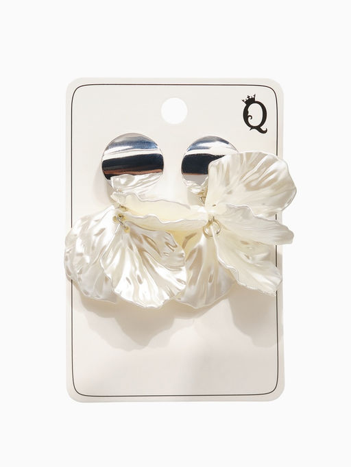 Клипсы для ушей QF Ветерок, цвет белый в серебре