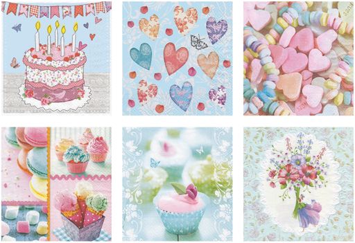 Love2art салфетки бумажные АССОРТИ 3х слойные SDD 33 x 33 12 шт. Набор №1216-09 Праздник детства