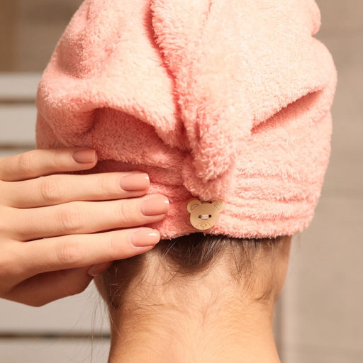 Полотенце-чалма для сушки волос Этель цвет светло-розовый, 65*25 см, 100% п/э