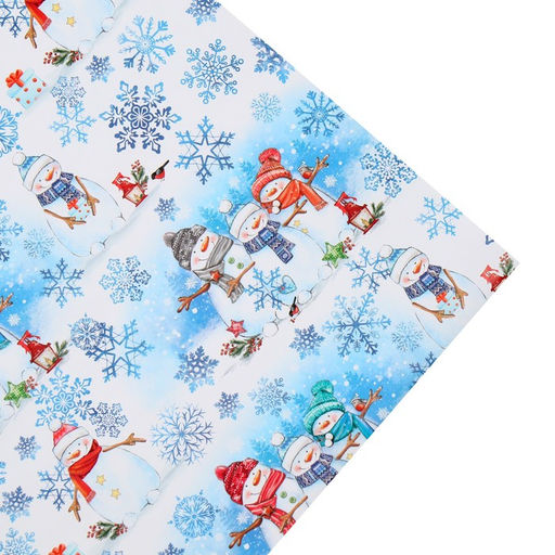 Цена за 10 шт. Бумага упаковочная глянцевая Снеговички, 70 100 см - Дарите счастье фото 6