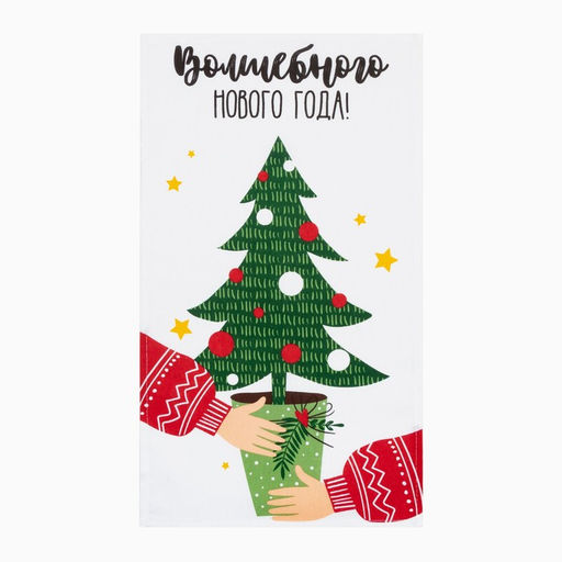 Набор новогодний кухонный новогодних полотенец Доляна Тепло Нового года 35?60 см-2 штуки, 100% хлопок, 160 г/м?