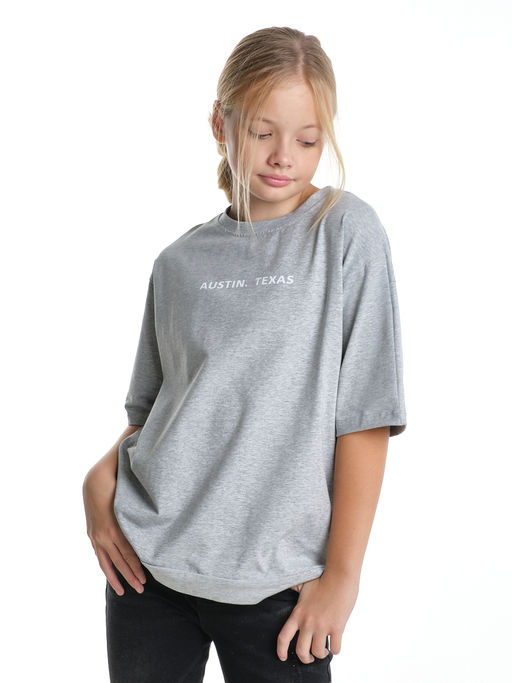 Футболка с принтом 22-7613 светло-серый меланж - Mini maxi фото 4