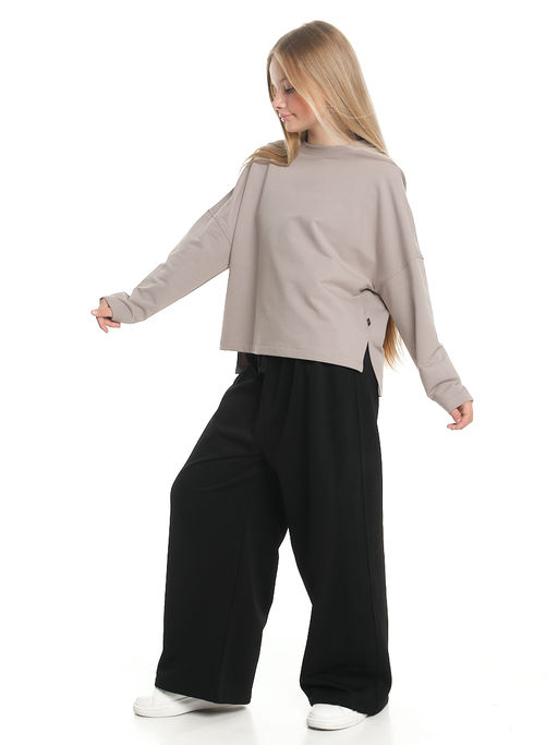 Свитшот для девочки однотонный 22-7685 серый - Mini maxi фото 6