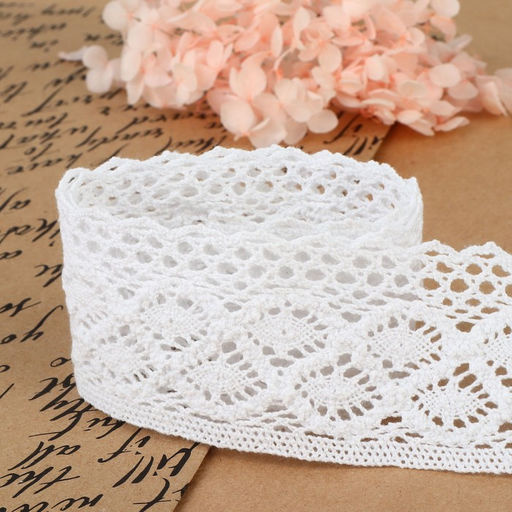 Кружево вязаное, 50 мм, 10±1 м, белое