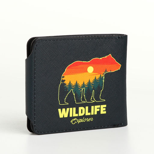 Кошелёк детский Wildlife, маленький, на кнопке, чёрный