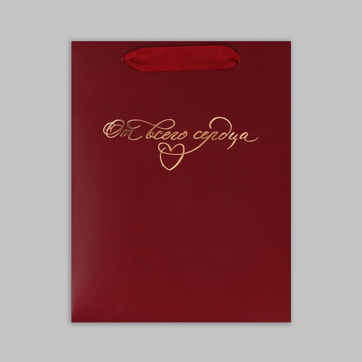 Цена за 2 шт. Пакет подарочный ламинированный с тиснением, упаковка, «От всего сердца», MS 18 х 23 х 8 см