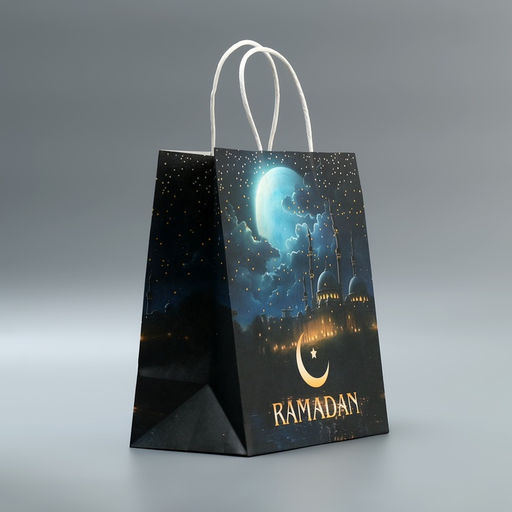 Цена за 2 шт. Пакет подарочный крафтовый Рамадан, 22 х 25 х 12 см - Доступные радости фото 4