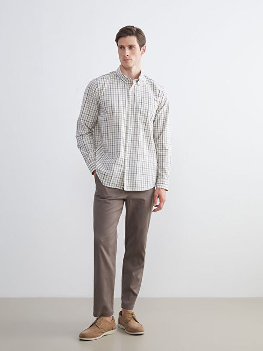 Regular Fit Uzun Kollu Ekose Poplin Erkek G?mlek
