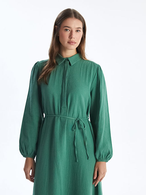 G?mlek Yaka M?slin Kad?n Elbise