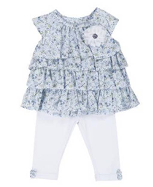 Туника с воланами и цветком и леггинсы для девочки скидка -50%