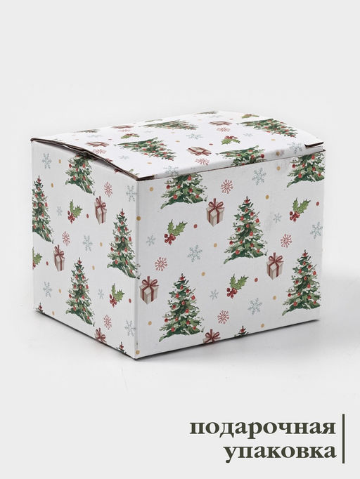 Кружка Доляна «Новый год. Олени», 380 мл, фарфор, белая