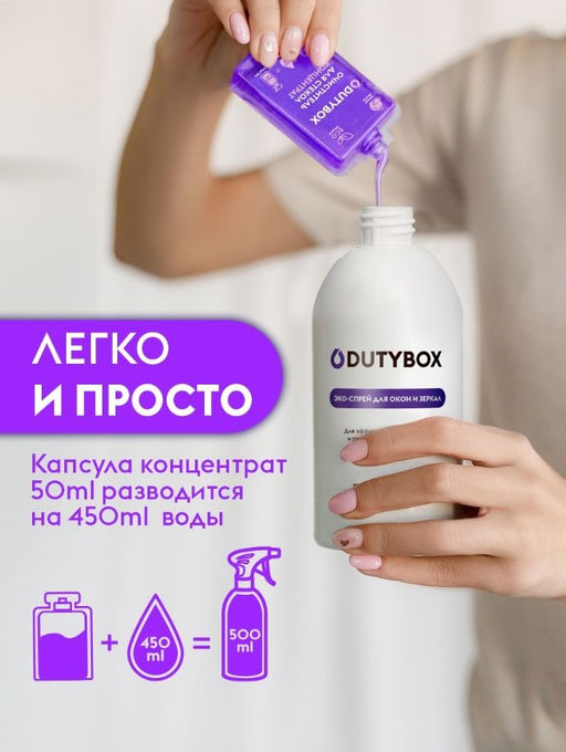 Концентрат-cредство для мойки стекол и зеркал 50мл - Dutybox фото 2