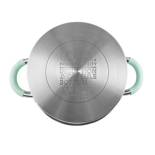 LR02-543 Кастрюля LARA (нерж) MINT 22x12см, 4,4л, носик, индукционное дно, крышка с бортом  фото 5