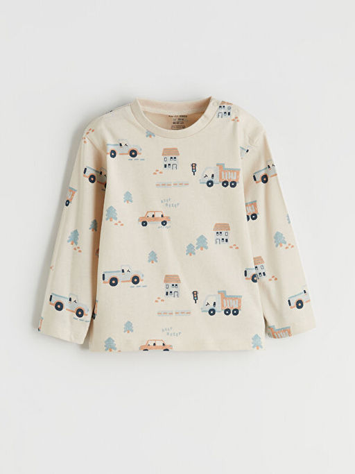 Bask?l? Erkek Bebek Ti??rt ve Jogger E?ofman Alt?