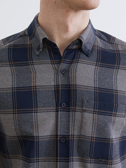 Regular Fit Uzun Kollu Ekose Gabardin Erkek G?mlek