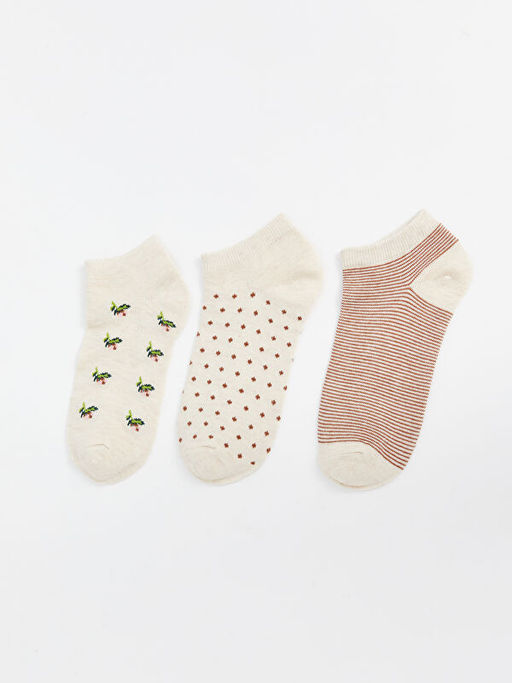 Desenli Kad?n Patik ?orap 3l?