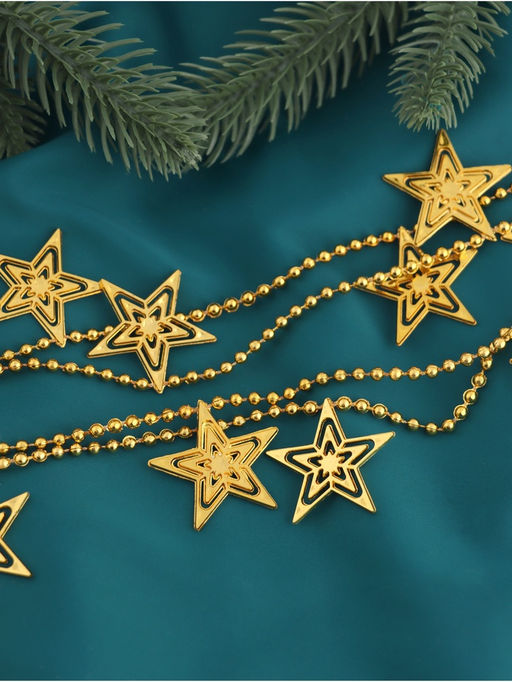 Цена за 2 шт. Бусы на ёлку Звёзды, длина 2.7 м, d=40 мм, золотистые - Зимнее волшебство фото 2