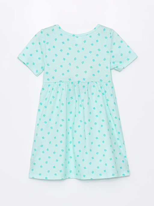 Bisiklet Yaka K?sa Kollu Bask?l? K?z ?ocuk Elbise