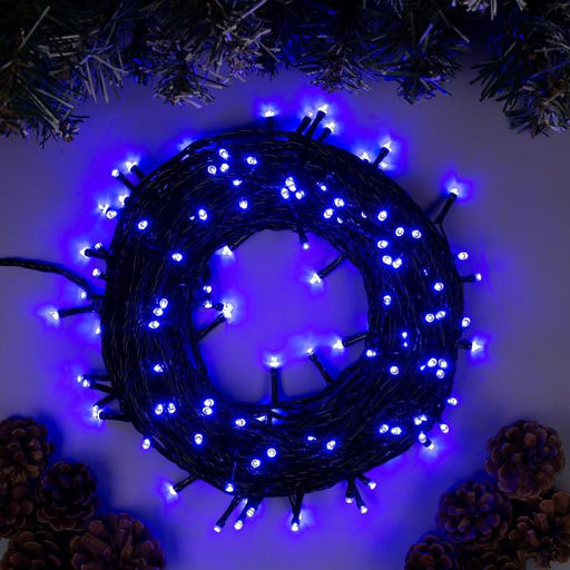 Гирлянда Нить 20 м, IP20, тёмная нить, 200 LED, свечение синее, 8 режимов, 220 В