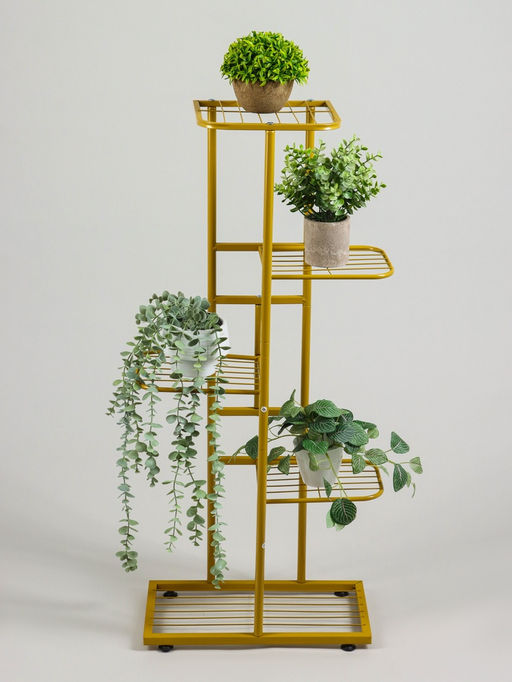Подставка для цветов Greengo, 5 полок, 44×22×95 см, напольная, металл, цвет золотой