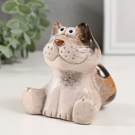 Сувенир керамика "Серая кошечка с пятнистыми ушками" 7,7х9х9,2 см
