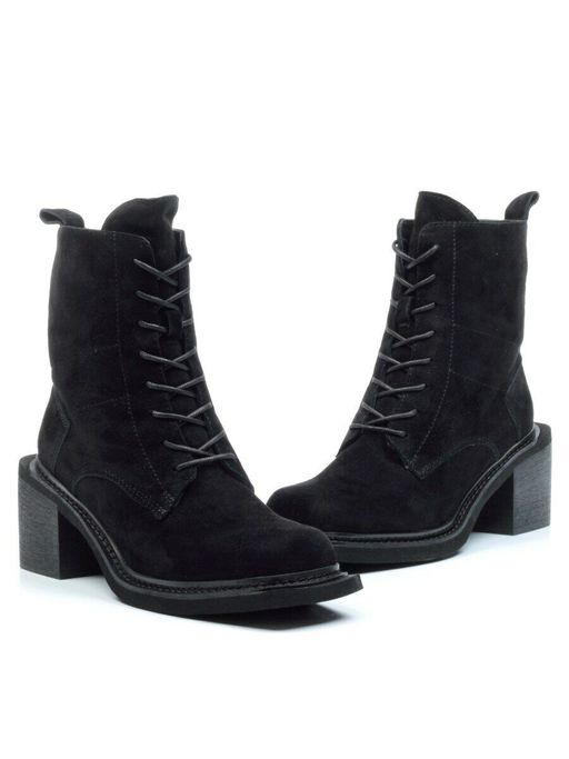 04-E21W-2B BLACK Ботинки зимние женские (натуральная замша, натуральный мех) - Фабричный китай фото 13