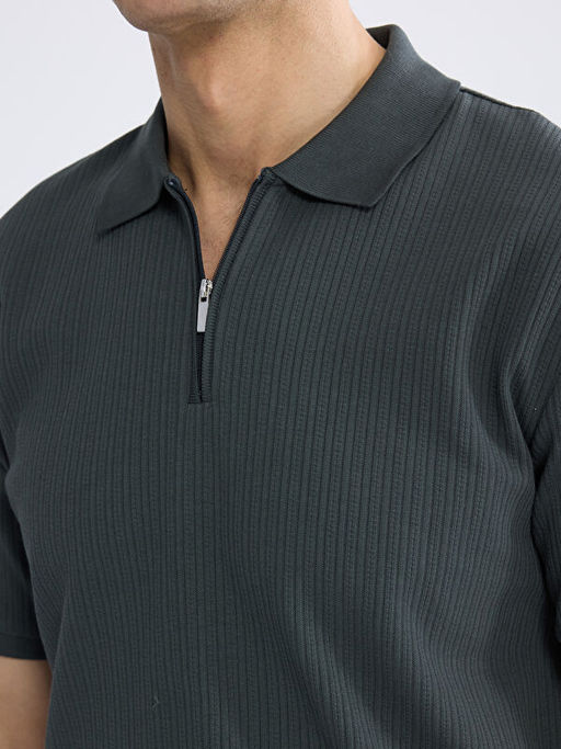 Polo Yaka Fitilli Erkek Triko Ti??rt