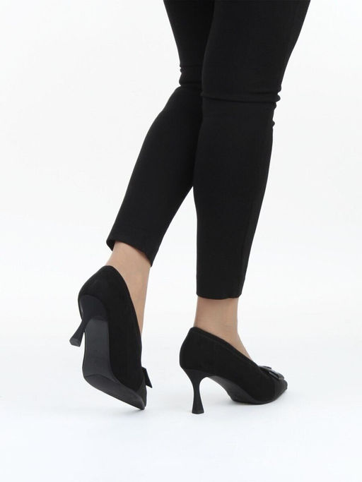 06-P1-7538 BLACK Туфли женские (замша-стрейч искусственная)