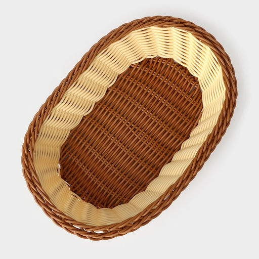 Корзинка для фруктов и хлеба Доляна «Молочный шоколад», 25×17 см, пластик, плетёная, молочная