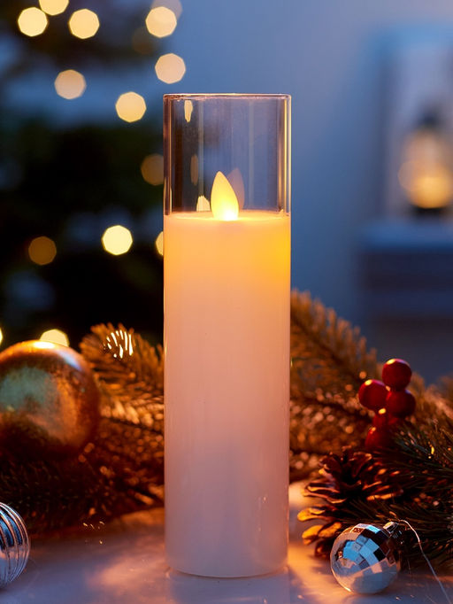 Светодиодная свеча «Белая», 20×5.5 см, от батареек AAx2, свечение тёплое белое