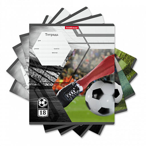 Цена за 200 шт. Тетрадь школьная ученическая ErichKrause Dribbling, 18 листов, клетка (в плёнке по 10 шт.)  фото 12