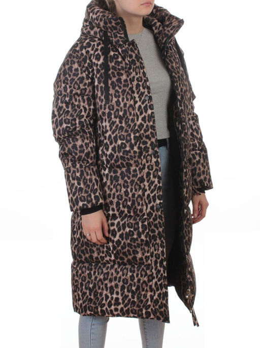 24-801 BROWN/LEOPARD Пальто зимнее женское (200 гр. холлофайбер) - Fashion фото 8
