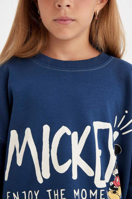 Толстовка оверсайз с круглым вырезом для девочек Disney Mickey & Minnie - Defacto фото 5
