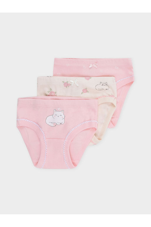 К 1978-3уп/св.лосось,св.жемчуг,котики в цветах набор трусы для дев