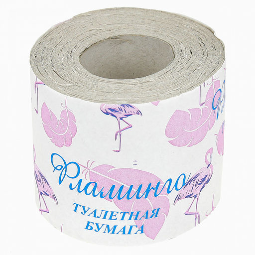 Туалетная бумага 1-слойная "Фламинго" 27м, сырье - серое макулатурное, плотность 28-30г/м2, с перфорацией и тиснением, LIZZi (Россия)