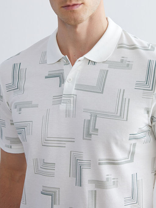 Polo Yaka Desenli Pike Erkek Ti??rt