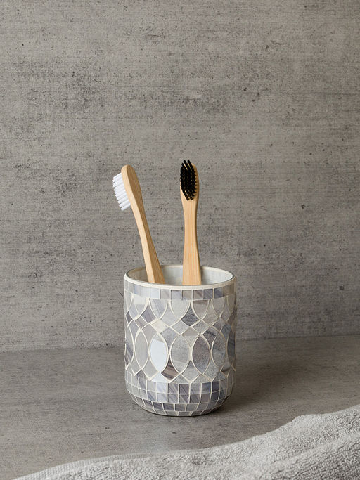 Стакан для зубных щёток 250мл мрамор-серый стекло