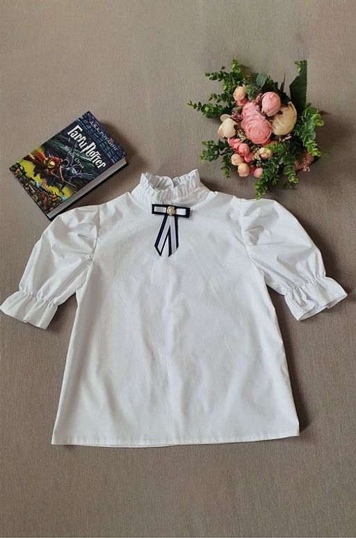 Хлопковая блузка из поплина для девочки Happyfox