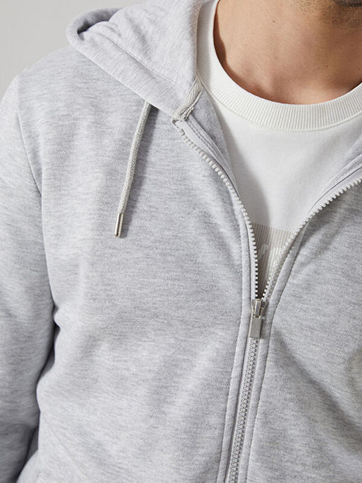 Kap??onlu Uzun Kollu Erkek Fermuarl? Sweatshirt