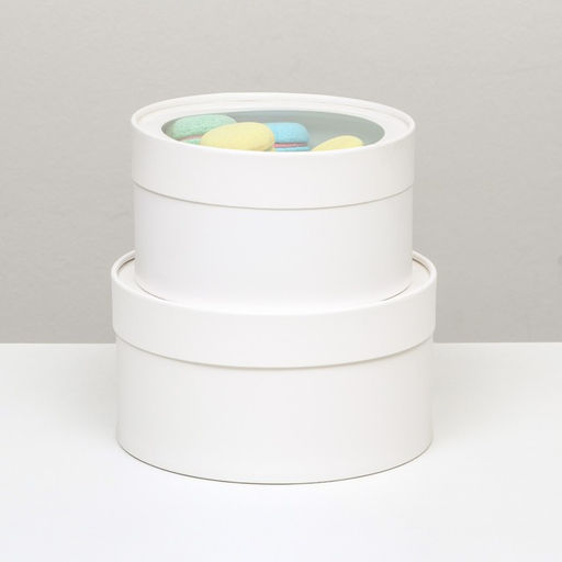 Набор 2 в 1 круглых коробок Белая с окном, 21 х 11 - 18 х 10 см - UPAK LAND фото 3