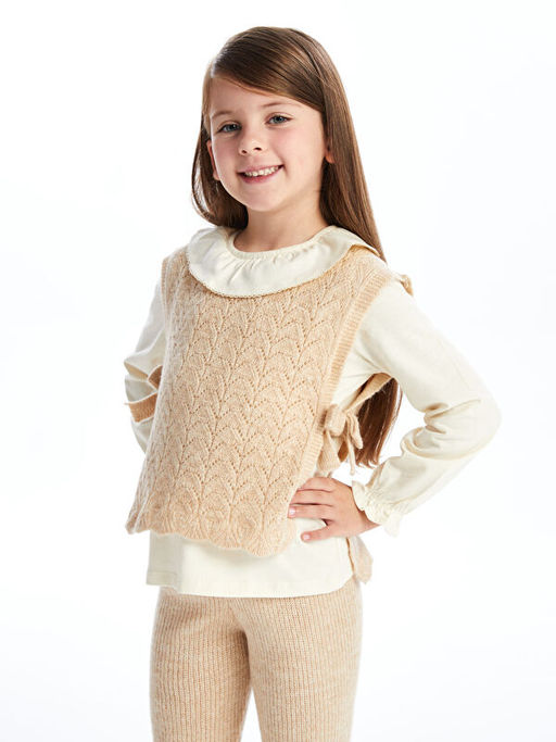 Bisiklet Yaka Desenli K?z ?ocuk 3l? Tak?m