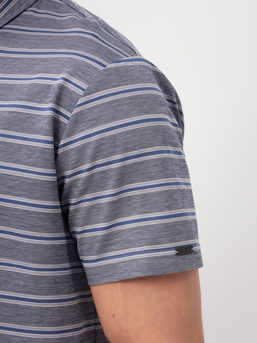 Джемпер мужской с воротником поло короткий рукав GREG G144-PD1246-LT3221(серый полоска)  фото 3