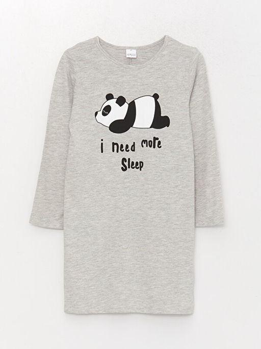 Bisiklet Yaka Bask?l? K?z ?ocuk Gecelik