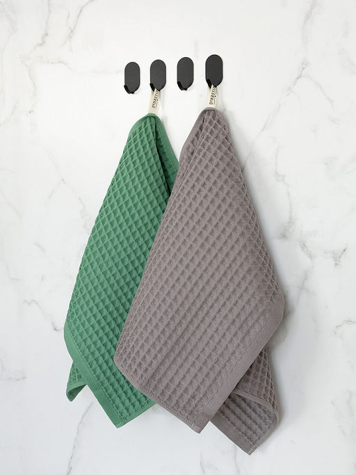 Набор кухонных полотенец 40x60, 2 шт зеленый, серый вафельное полотно