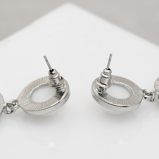 Серьги с жемчугом Гавань сознание, геометрия, цвет серебро - Qf фото 2